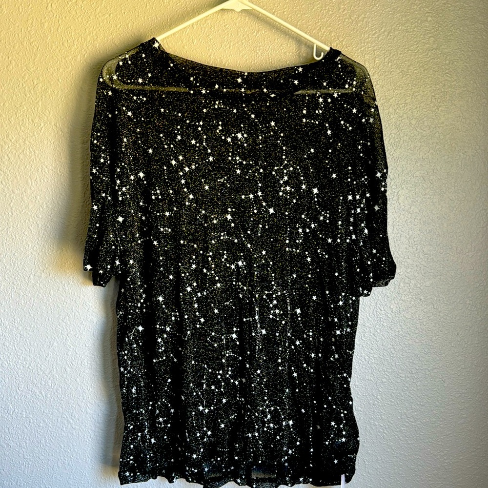 Women's Glitter Sheer See Through Short Sleeve Mesh Top Tee Blouse. Brand new.